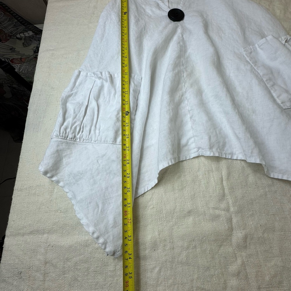 MoonLight Lagenlook Linen Tank Top Womens M/L Asymmetrical Large Button Pockets - Picture 3 of 10